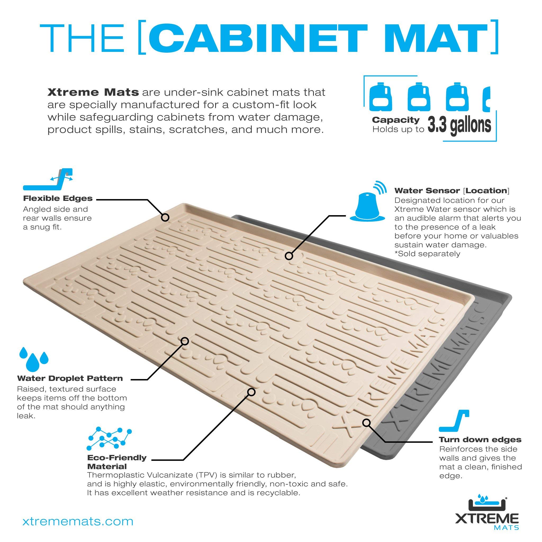 Xtreme Mats Under Sink Kitchen Mat, Pick Your Size, 34" x 22
