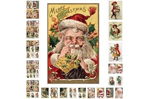 Watersay 20 Pcs Decoupage Paper 8.3"x11.2" Christmas Winter Santa Kids with Gifts Pack Decoupage Paper Retro for Craft and Scrapbooking