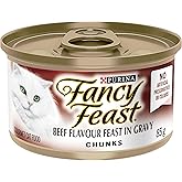 Fancy Feast Chunks Wet Cat Food, Beef Flavour in Gravy - 85 g Can (24 Pack)