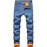 GUNLIRE Men's Thermal Fleece Lined Jeans Winter Slim Fit Thicken Stretch Warm Denim Pants