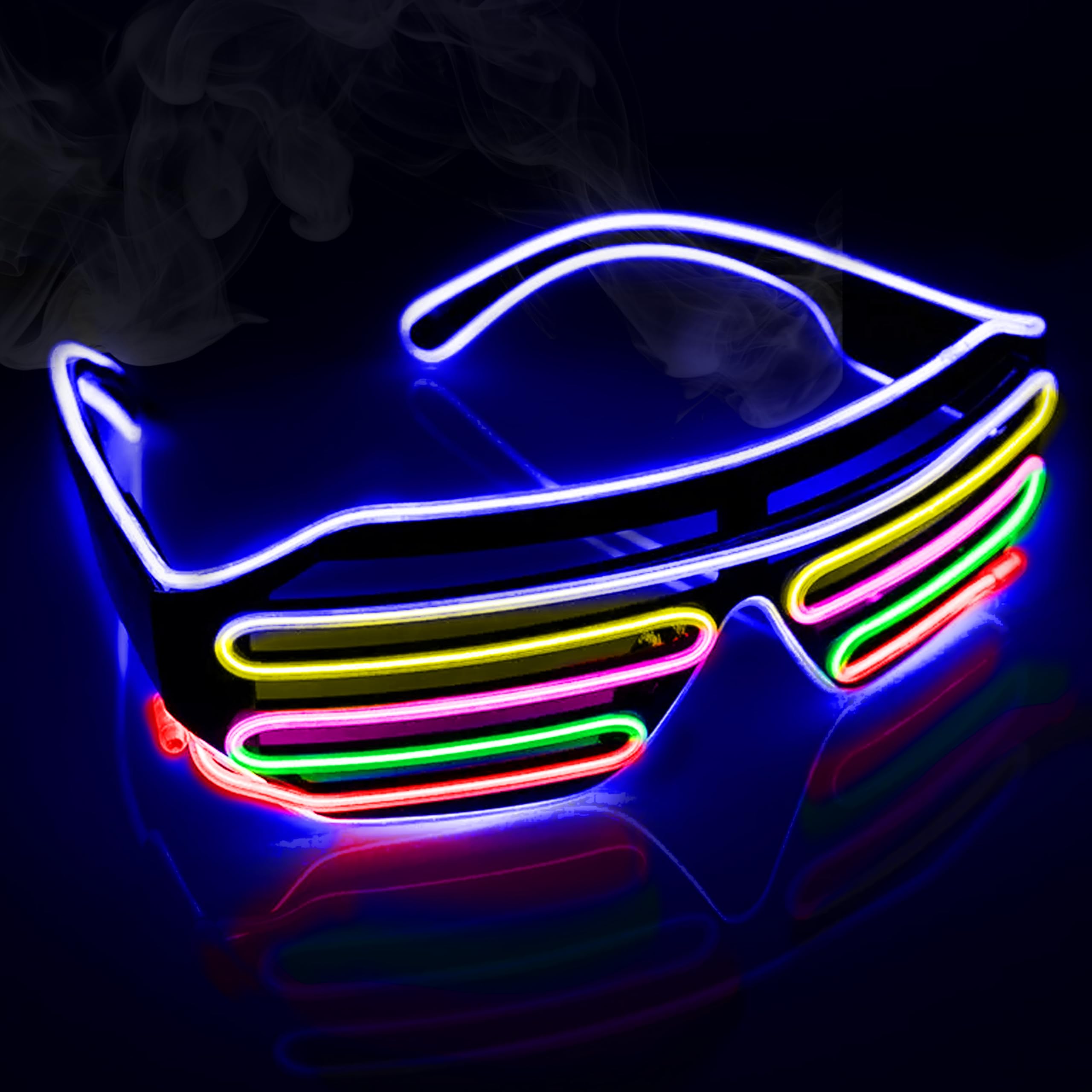 lumous rola 1PCS Led Glasses Light up El Wire Rave Shutter Glasses, Glow In Dark Flashing Led Sunglasses, Luminous Glasses For Parties, Halloween RB01 PATENTED