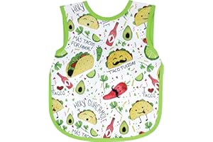 BapronBaby Taco Party Bapron - No Neck Tie Safer Bib for Baby & Toddler - Soft Waterproof Stain Resistant - Machine Washable - Sz Baby/Toddler 6m-3T