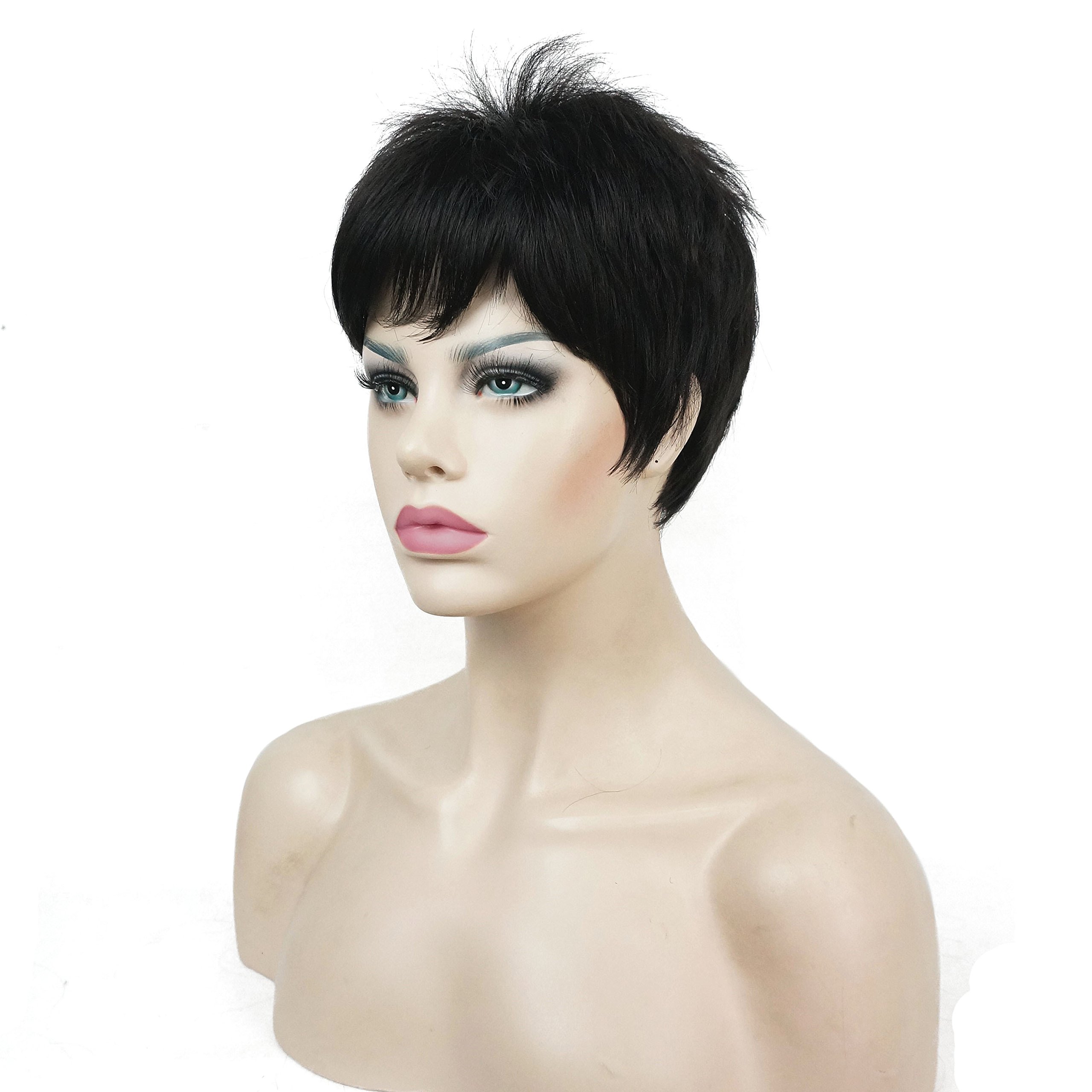 Lydell Very Short Layered Shaggy Full Synthetic Wig Natural Black
