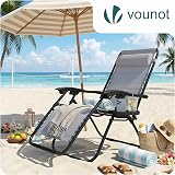 VOUNOT Zero Gravity Chair Folding Sun Lounger Grey Recliner view 7