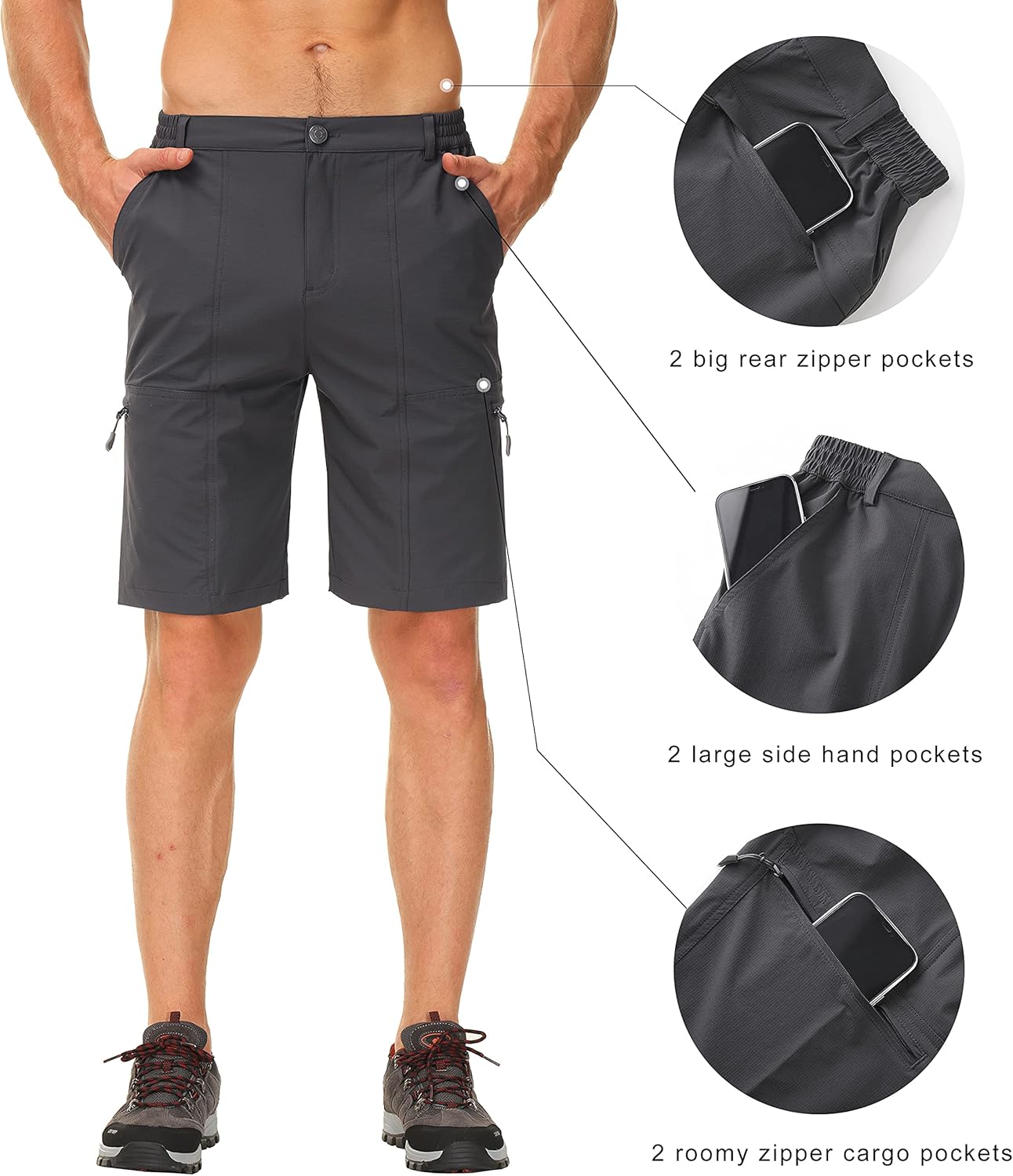 Libin Men's Outdoor Hiking Shorts Lightweight Quick Dry Stretch Cargo Shorts Travel Fishing Golf Tactical Shorts: Clothing