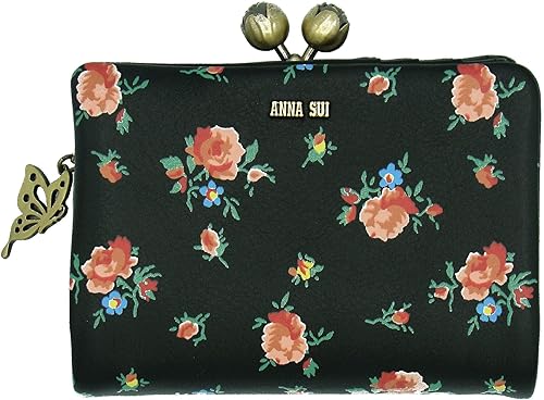 Amazon アナスイ Anna Sui 二つ折り がま口 財布 ブラック 財布