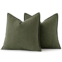 MIULEE Decorative Linen Euro Sham Pillow Covers