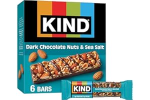 KIND Nut Bars, Dark Chocolate Nuts and Sea Salt, Healthy Snacks, Gluten Free, Low Sugar, 6g Protein, 6 Count