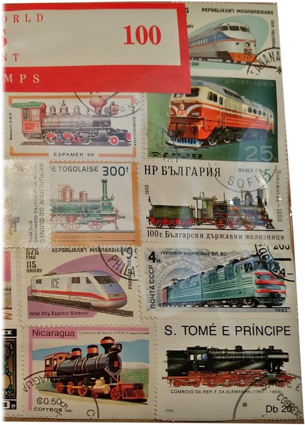 Worldwide Railway Transport Trains Locomotive Stamp Collection – 100 Different Stamps! Souvenir/Speicher/Memoria! Collectable Stamps from Around the World! Timbre/Stempel/Francobollo/Sello! - Image 4