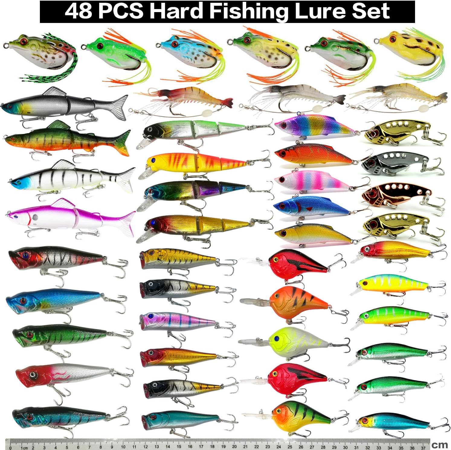 XBLACK Hard Fishing Lure Set Assorted Bass Soft Fishing Lure Kit Colorful Minnow Popper Crank Rattlin VIB Jointed Fishing Lure Set Hard Crankbait Tackle Pack Saltwater Freshwater (48pcs) : Sports & Outdoors