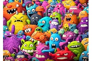HUADADA 1000 Piece Puzzle for Adults - Crazy Colorful Monsters - 19.68" x 27.56" - Jigsaw Puzzle - Paper - 1000 Pieces - 1 Se