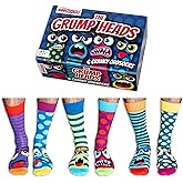 United Oddsocks Grump Heads Box of 6 Individual Oddly Socks for Men - US 6½-11½