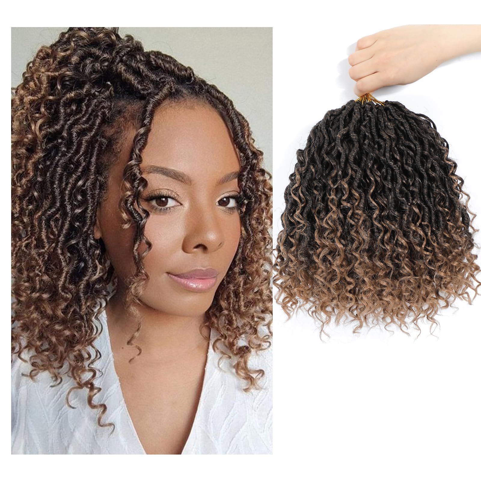 Photo 1 of SamBraid Goddess Locs Crochet Hair 10 Inch, 8 Packs New Goddess Faux Locs Crochet Hair for Black Women, Boho Hippie Locs, River Hair with Curly Ends (10Inch, 8Packs, T27#)