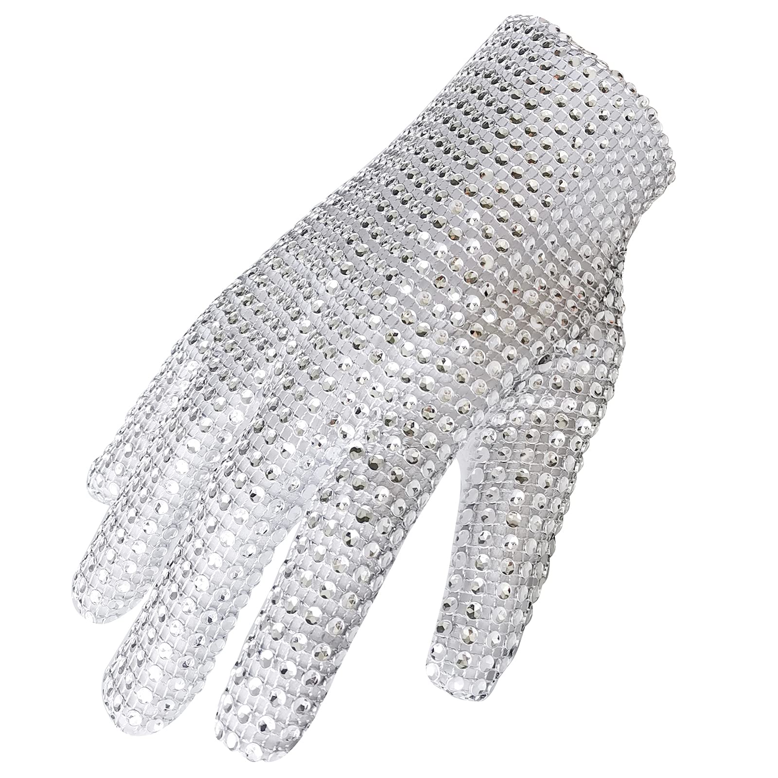 BOMJJOR Michael Diamond Glove for Kids Fans Billie Jean Rhinestone Glove Punk Rock MJ Gloves Christmas Gift(Right hand-Kid size), Silver