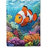 BIWOTU Cute Clownfish Theme Throw Blanket - Ultra Soft, Cozy, Lightweight Plush Flannel Blanket for Women Men - Anti-Pilling Warm Fleece Blanket for Sofa, Bed, Travel - Unisex Gift - 50×60 inches