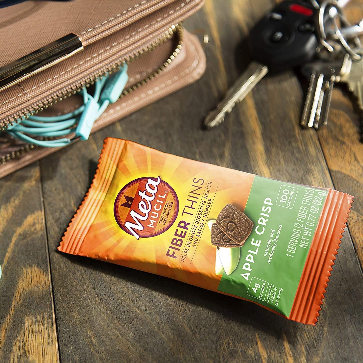 Metamucil Fiber Thins, Apple Crisp Flavored Dietary Fiber Supplement Snack with Psyllium Husk, 12 Servings (Pack of 4): Health & Personal Care