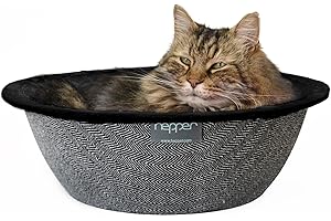 Hepper Cat Nest - Washable Cat Bed with Removable Fluffy Fleece Liner - Cozy Comfy Calming Cat Bed Round Shape - Cat Warming Bed - Donut Cat Bed Desk Ready - Small Cat Bed for Indoor Cats