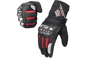 ISSYAUTO KEMIMOTO Motorcycle Winter Gloves Men Women Cold Weather Motorcycle Gloves Warm Waterproof Spring Riding Touch Screen Gauntlet Windproof ATV Scooter Gloves Carbon Fiber Snowmobile Cycling Red L