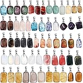 Yinkin 60 Pieces Chakra Stone Pendants Natural Crystal Stone Charms Irregular Healing Gemstone Beads Quartz Charms Bulk for Jewelry Making DIY Necklace Earring Christmas Birthday Gifts(Irregular)