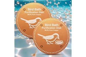OICEME Bird Bath Purification Disc Pure Copper Backyard Outside Solar Power Wild Hummingbird Pedestal Fountain Cleaner Outside Humming Feeder Cage Dispenser Heater Bowl Ground Safe Garden Lover Women Gift
