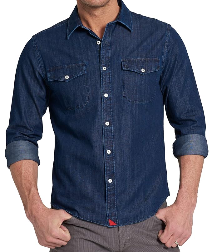 Buy UNTUCKit Epluchage Untucked Shirt for Men, Solid Blue Denim, 100