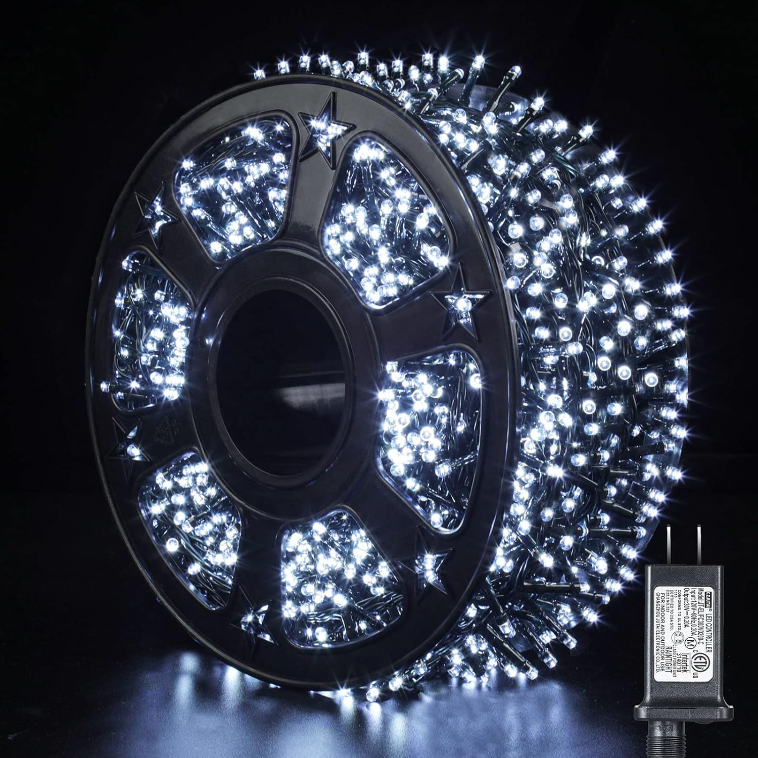 Photo 1 of Quntis 164ft 2000 LED Cluster Christmas String Lights - 8 Modes Christmas Tree Lights - Outdoor Waterproof Dark Green Wire Christmas Lights Plug in for Holiday Wedding Party Home Decor, White
