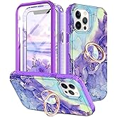 Btscase for iPhone 12 Pro Max Case 6.7 Inch, Built-in Screen Protector with 360° Ring Holder Kickstand, Full Body Dual Layer Rugged Shockproof Protective Cover for iPhone 12 Pro Max, Cobalt Violet