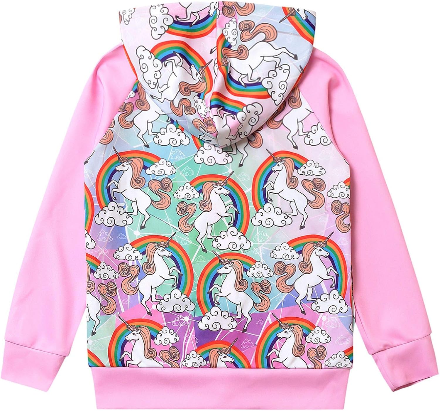 Jxstar Girls Raglan Hoodie Zip Up Jacket Unicorn Cat Sweatshirt with Pockets: Clothing