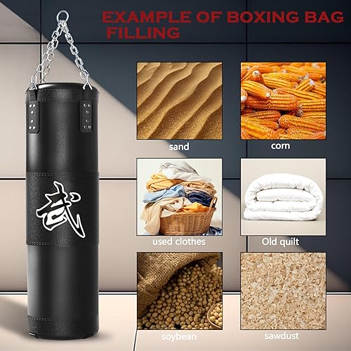 Punching Bag for Adults, 4ft Heavy Boxing Bag Set with 12oz Boxing