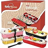 EgticHome Mini Loaf Pans with Lids and Spoons (100 Pack, Mixed color, 6.8oz) Rectangular Aluminum Foil Baking Pans