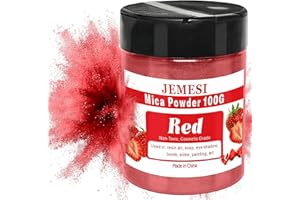 JEMESI Mica Powder - 100g Resin Pigment Powder, Natural Cosmetic Grade Mica Powder for Epoxy Resin, Soap Colorant, Slime Pigment, Nail Polish, Bath Bombs, Paint Pigment Powder -Red