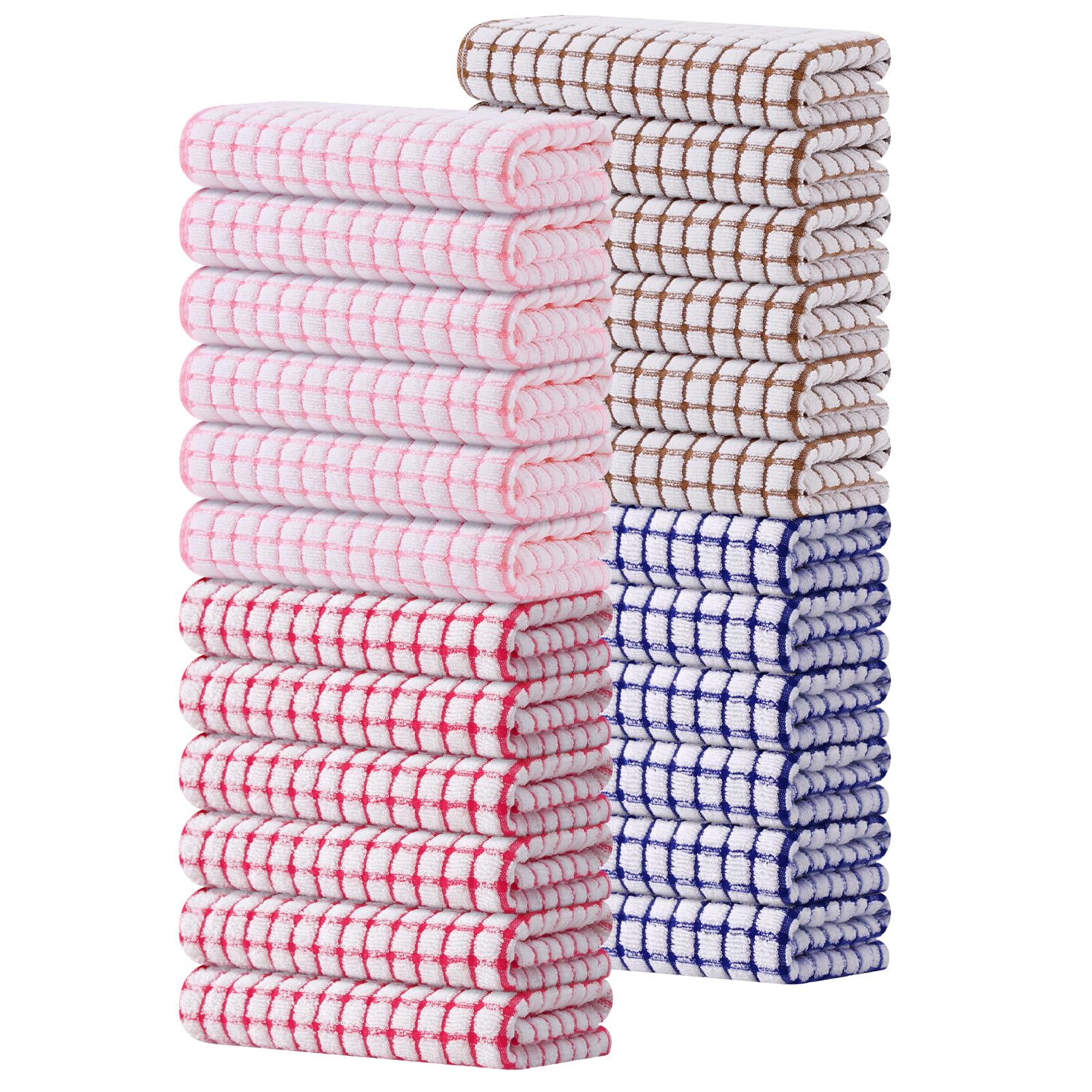 Kitinjoy Cotton 24 Pack Terry Kitchen Towels, 16 x 25 Inches Super Soft and Absorbent Dish Towels, Quick Drying Hand Towels for Kitchen Drying, Mix Colour Image