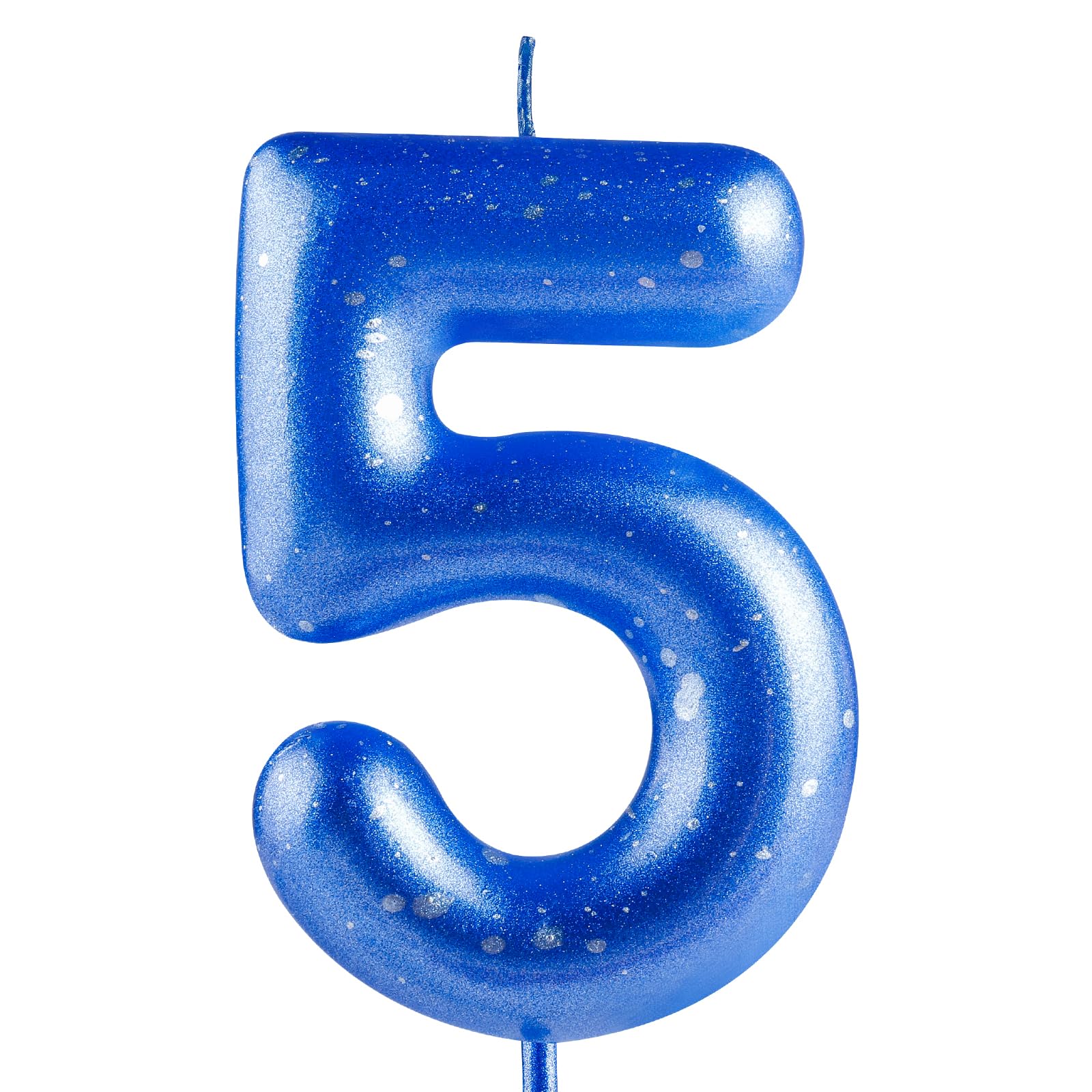 Hongplus Blue Silver Number 5 Candles - 5 Birthday