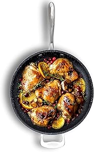 Granite Stone 14” Nonstick Frying Pan with Ultra Durable Mineral and Diamond Triple Coated Surface, Family Sized Open Skillet with Stainless Steel Stay Cool & Helper Handle, Oven and Dishwasher Safe