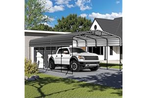 WUKHG 12x25FT Metal Carport, Heavy Duty Car Port Canopy with Aluminum Alloy Roof and Frame, Extra Large Carports Withstand Strong Wind or Heavy Rain, Suitable for Parking Pickup, Boat, Car, and Tractor