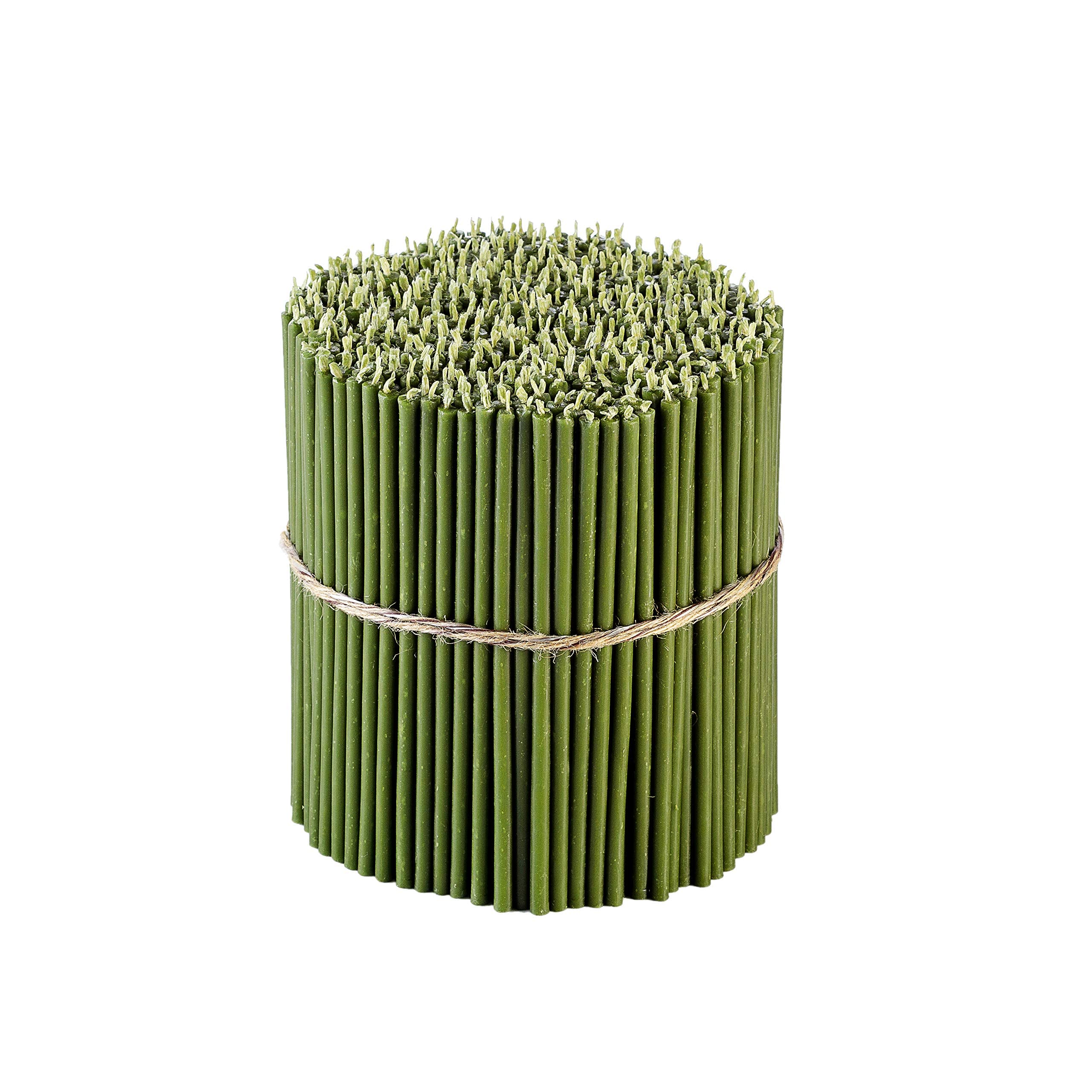Danilovo Thin Taper Beeswax Candles - Honey-Scented, Decorative Candles Ideal for Birthday Decoration or Church Prayers - Green Drip Free, Tall & Smokeless Pack of 500 pcs, 16 x 0,5 cm