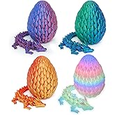 Flavery 4 Pack 3D Printed Dragon Egg - Mini 3D Eggs with Dragon Inside, Cute Fidget Toy, Surprise Gift for Christmas, Birthday, Easter, Cool Figurine Decor for Kids and Adults (4A2)