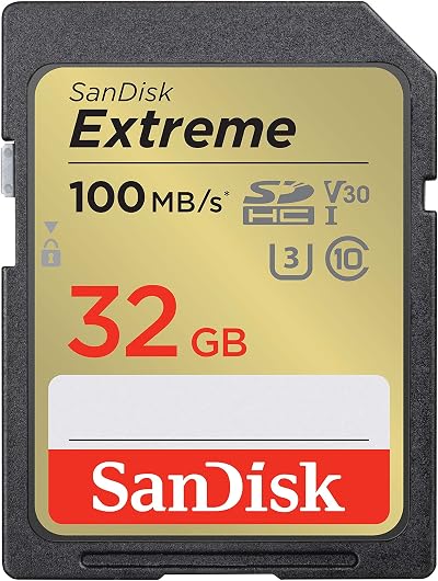 SanDisk 32GB Extreme SDHC UHS-I U3 V30 100MB/s 60MB/s Shot Speeds