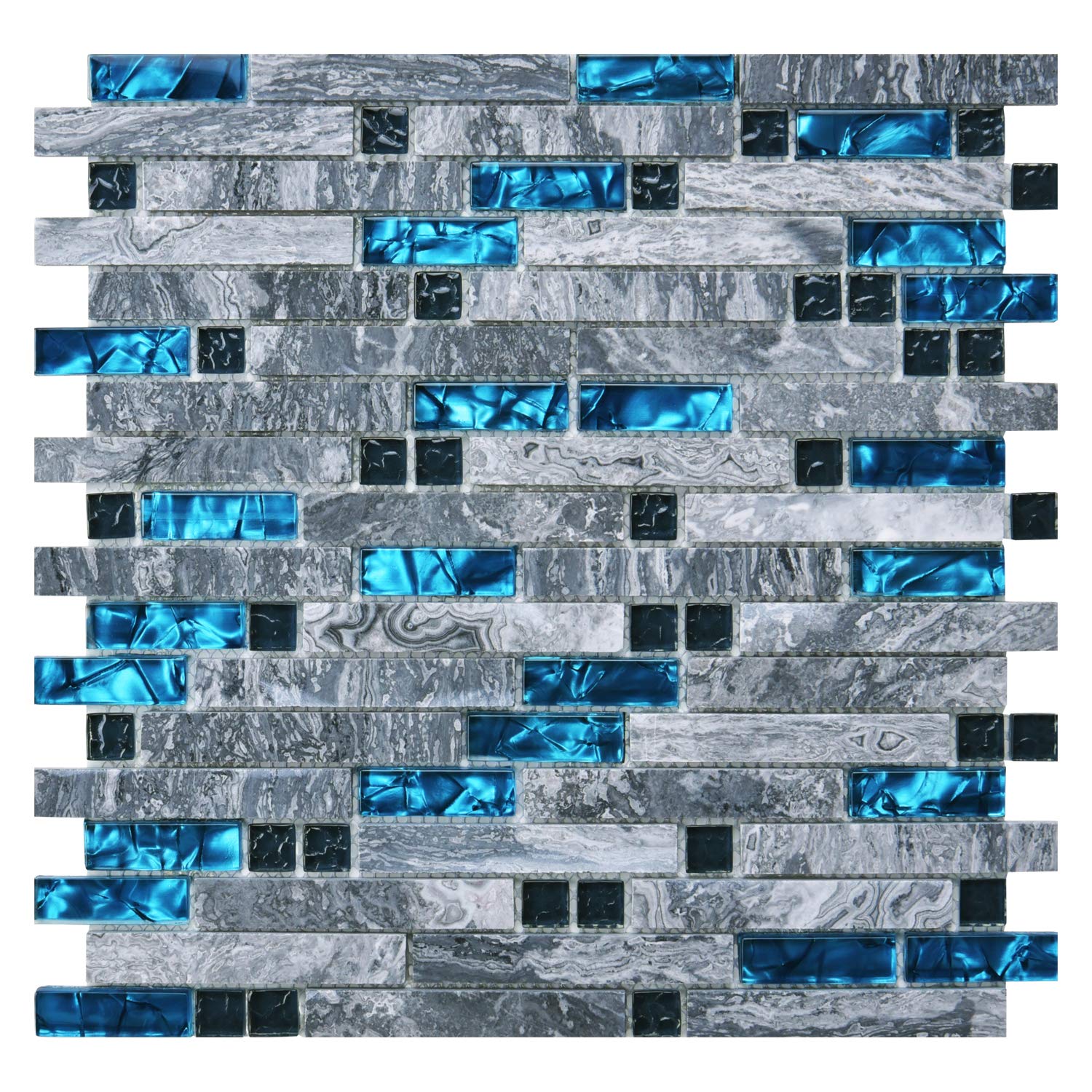 Photo 1 of Art3d grout Decorative Tile, Blue/Gray, Glass, for Kitchen Backsplash or Bathroom Backsplash (5 Pack)
