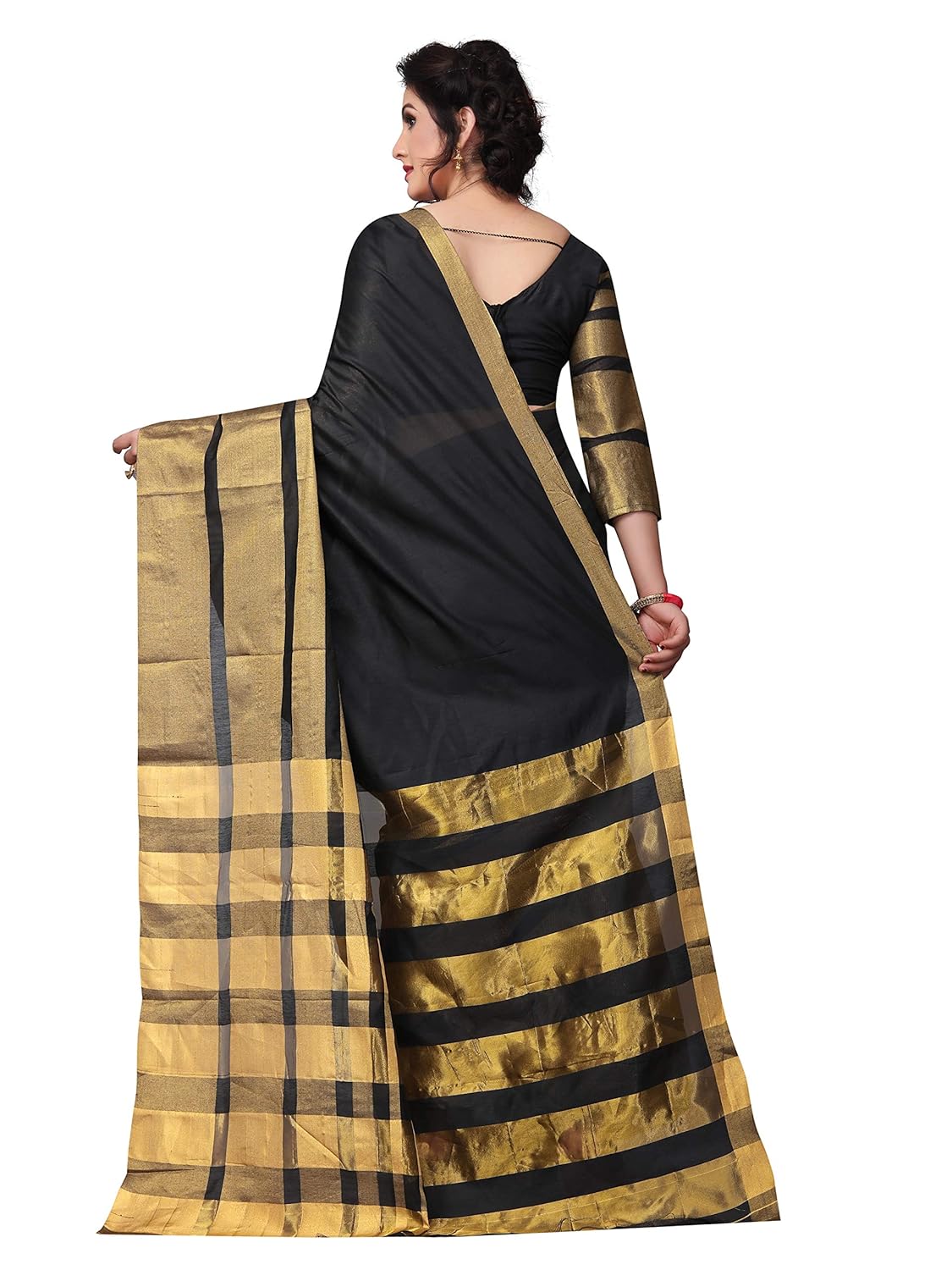 perfectblue women's linen saree with blouse piece (cdzari)