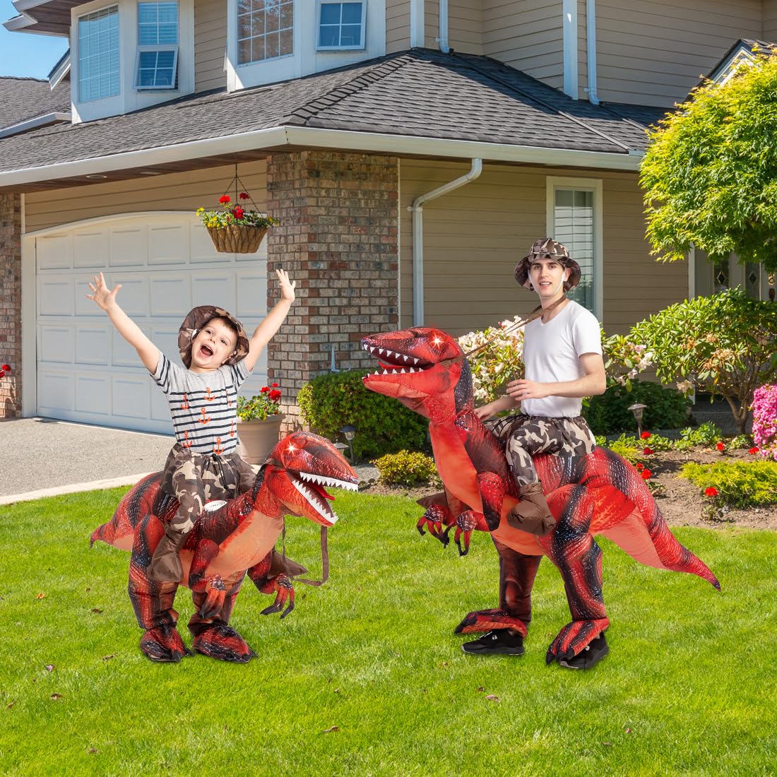 GOOSH Inflatable Dinosaur Costume for Kids Halloween Costumes Boys Girls Funny Blow up Costume for Halloween Party Cosplay