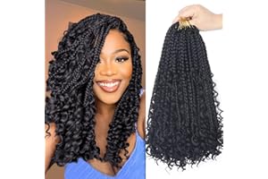 DIHA Goddess Bohemian Box Braids Crochet Hair - 14 Inch Curly Ends, 8 Packs Synthetic Braiding Hair Extensions for Black Women (14 Inch, 1B)