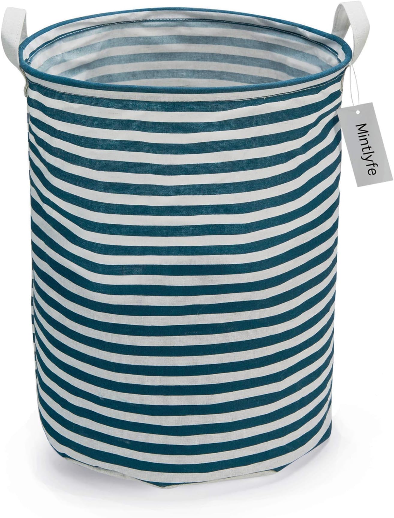 Toy Large Storage Bins, Folding Cylindric Waterproof of Coating Canvas Fabric Kids Laundry Basket/Nursery Hamper - Toy Storage/Toy Box/Toy Organizer (TSB-Blue)