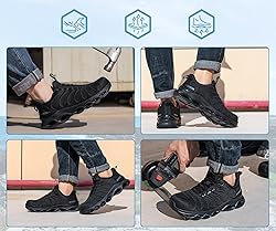 LARNMERN Steel Toe Shoes for Men Wide Safety Shoes