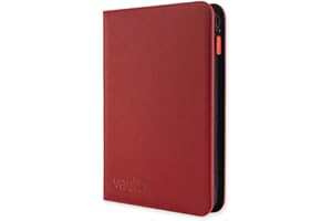 Vault X Premium Exo-Tec® Zip Binder - 9 Pocket Trading Card Album Folder - 360 Side Loading Pocket Binder for TCG (Red)
