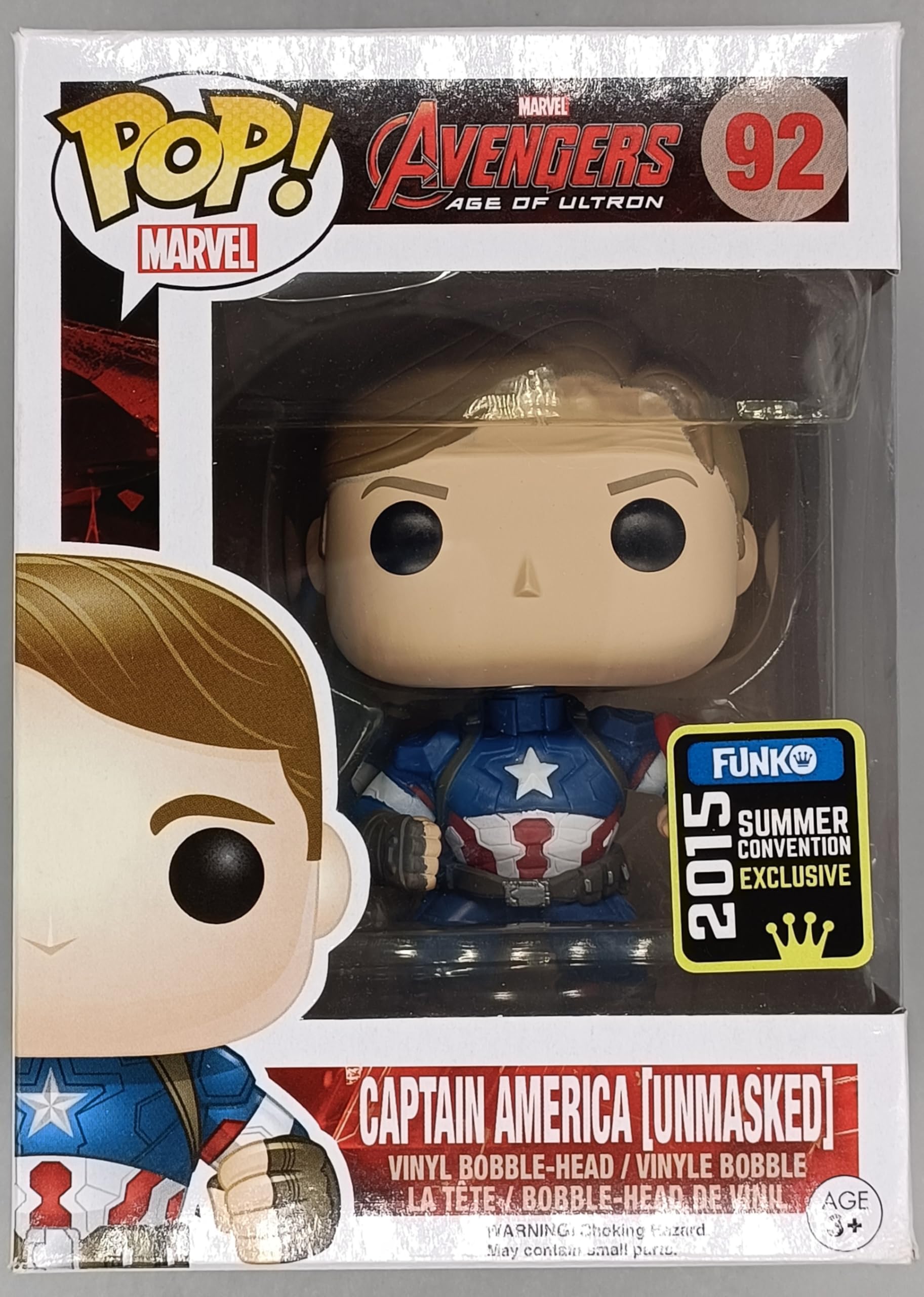 Funko Pop! Marvel: Avengers Age of Ultron - Captain America (Unmasked) SDCC 2015 Exclusive #92