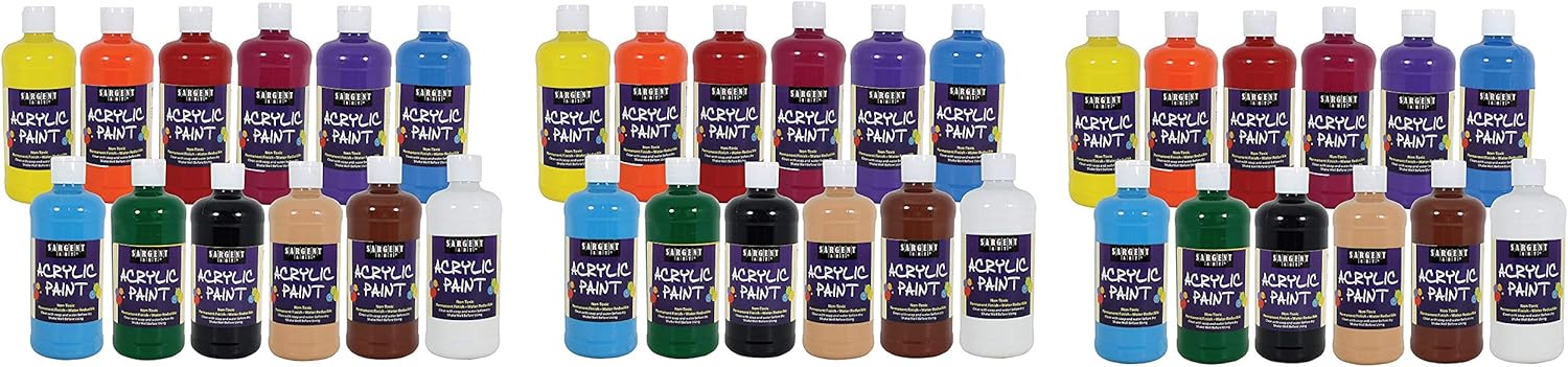 Sargent Art 24-2498 Count Artist Quality Acrylic Paint Set, 12, Assorted