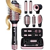 ELLA BELLA® 6 in 1 Professional Hot Air Styler • Powerful Hair Dryer & Straightener Set • Styling Without Heat Damage • Fast Drying Curling Volumizing Straightening • Includes Protective Travel Case