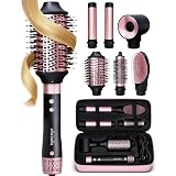 ELLA BELLA® 6 in 1 Professional Hot Air Styler • Powerful Hair Dryer & Straightener Set • Styling Without Heat Damage • Fast Drying Curling Volumizing Straightening • Includes Protective Travel Case