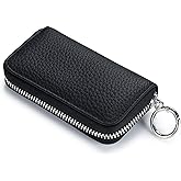 Satomoto Key Case Leather Key Pouch with Zipper Key Case Wallet Key Chain Bag for Car Keys with Metal Hook and Keyring